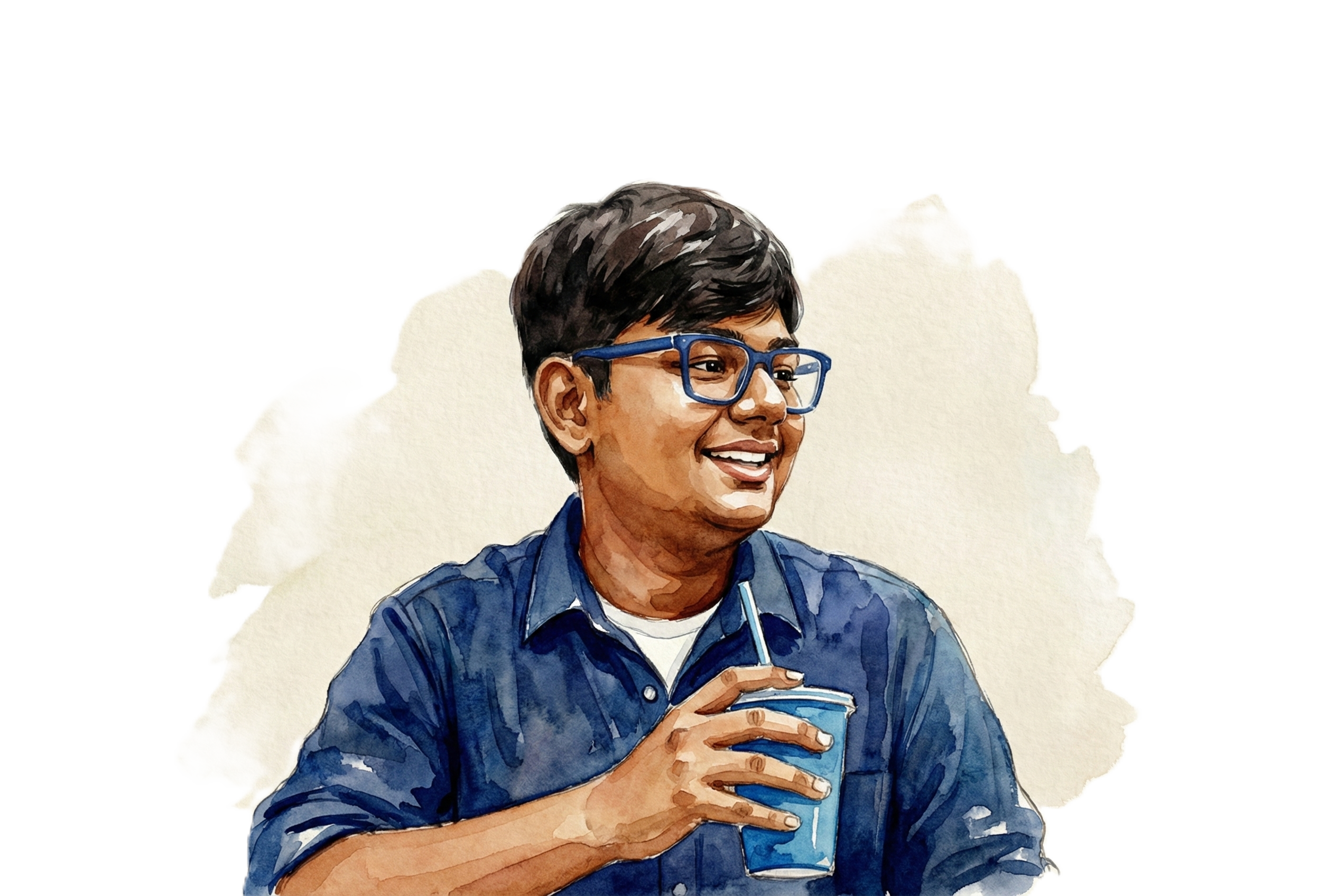 Watercolor portrait of Hiren Dhola